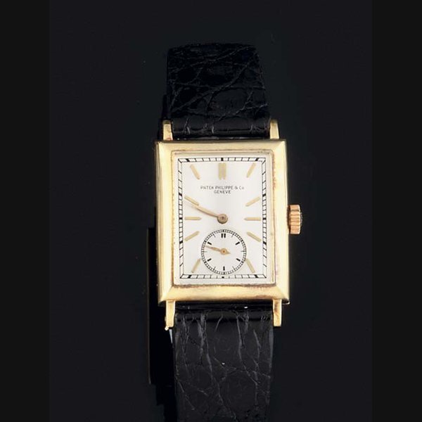 Patek Philippe Patek Philippe. An 18ct Gold Rectangular Curved Wristwatch SIGNED PATEK PHILIPPE, GENEVE, CASE NO 609968, MOVEMENT NO 825345, CIRCA 1938