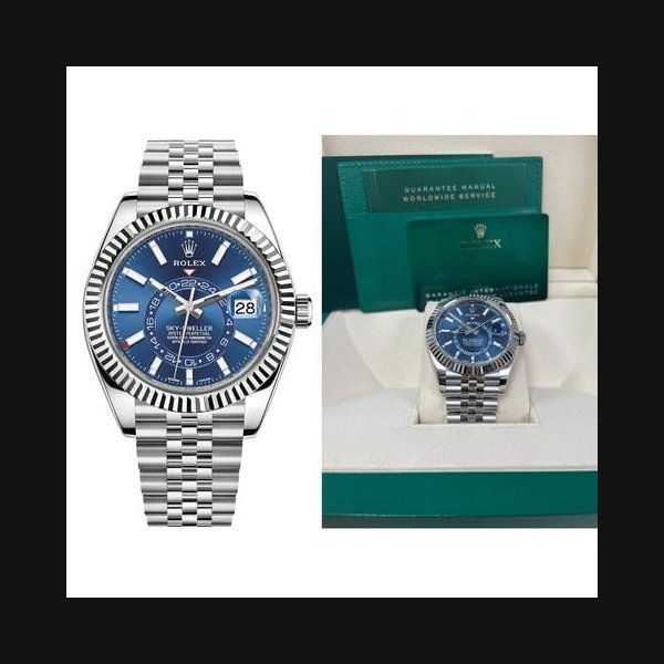 Rolex Rolex Sky-DwellerWhite Rolesor Sky-Dweller Watch - Blue Index Dial - Jubilee Fluted Bezel 326934