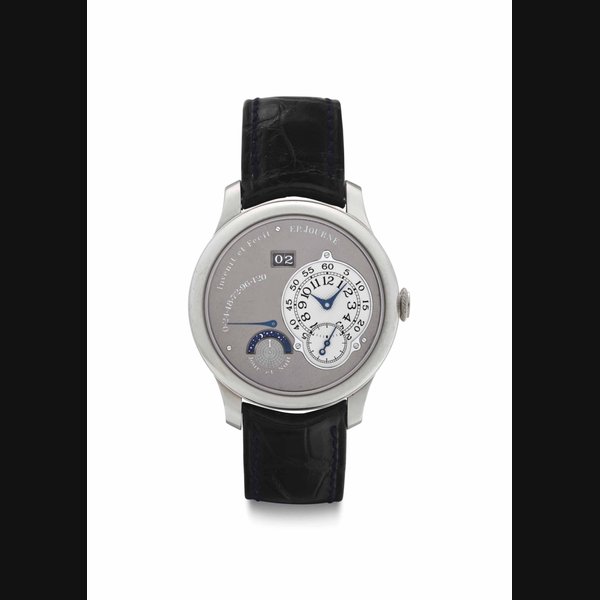 F.P F.P. Journe. A Limited Edition Fine Platinum Automatic Wristwatch with Power Reserve, Day/Night Indicator, Date, and Ruthenium Movement SIGNED F.P. JOURNE, INVENIT ET FECIT, OCTA AUTO POWER RESERVE MODEL, NO. 26/99-02A, CIRCA 2003, Price & Market Data
