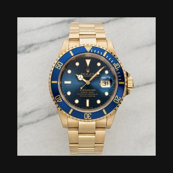 Rolex Rolex Submariner DateVintage 1991 Rolex Submariner 16618 18K Yellow Gold Blue Dial Auto 40mm