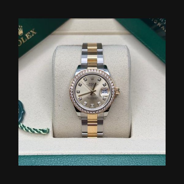 Rolex Lady-DatejustChampagne Diamond Dial Diamond Bezel Two Tone Yellow Gold Oyster Bracelet Ref. 279383RBR