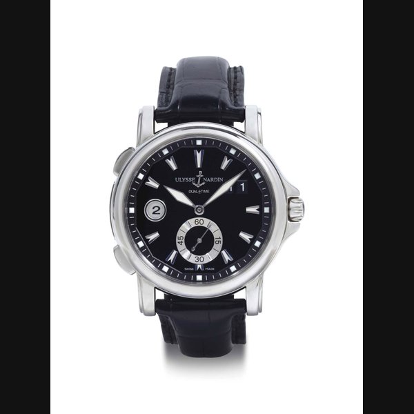 Ulysse Nardin. A Stainless Steel Automatic Dual Time Wristwatch With Date SIGNED ULYSSE NARDIN, DUAL TIME, REF. 243-55, CASE NO. 4875, CIRCA 2010