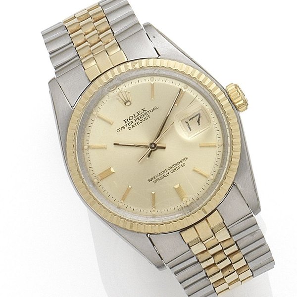 Rolex. A stainless steel and gold automatic calendar bracelet watch Datejust, Ref:1601, Serial No.355****, Movement No.D76****, Circa 1972