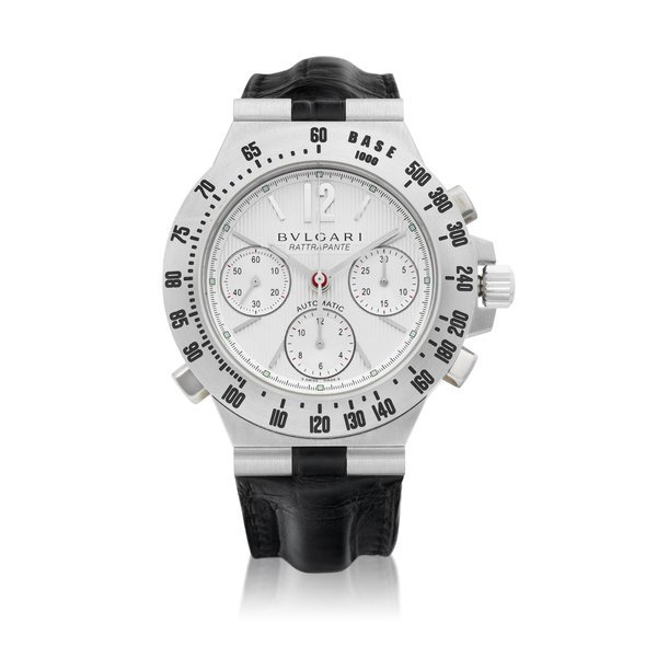 Bvlgari Diagono, Reference CH W 40 G TA RA | A white gold split seconds chronograph wristwatch, Circa 2010 | 寶格麗 Diagono 型號CH W 40 G TA RA | 白金追針計時腕錶，約2010年製 附帶證書、說明書及盒子 · ERENCE