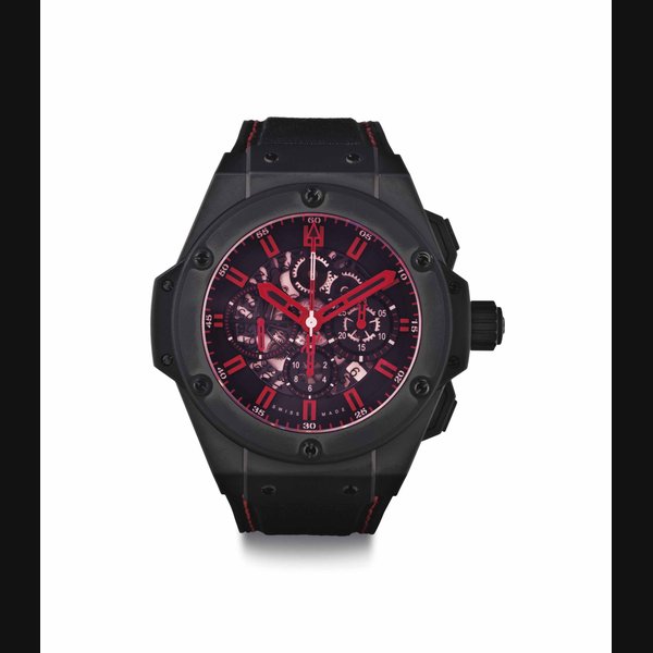 Hublot. A Limited Edition Ceramic, Rubber and Nomex Automatic Skeletonized Chronograph Wristwatch With Date SIGNED HUBLOT, GENÈVE, NO. 60/100, BIG BANG, CONGO MODEL, REF. 710.CI.1190.NR.CG011, CASE NO. 894'345, CIRCA 2011