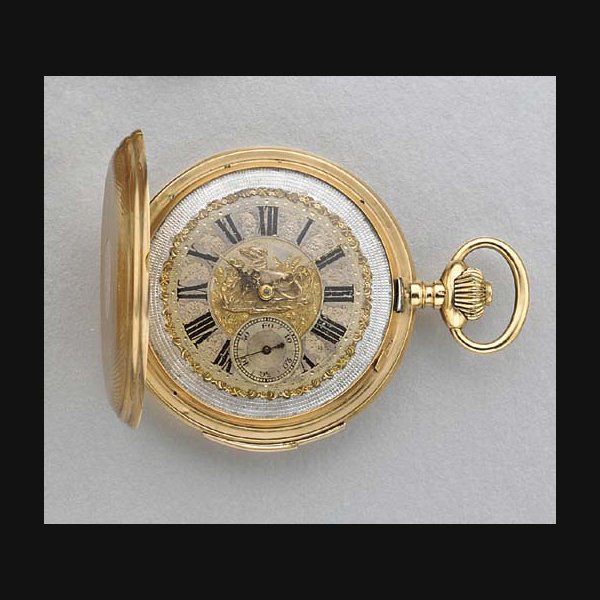 Swiss. A 14K gold hunter case minute repeating keyless lever watch UNSIGNED, CIRCA 1900