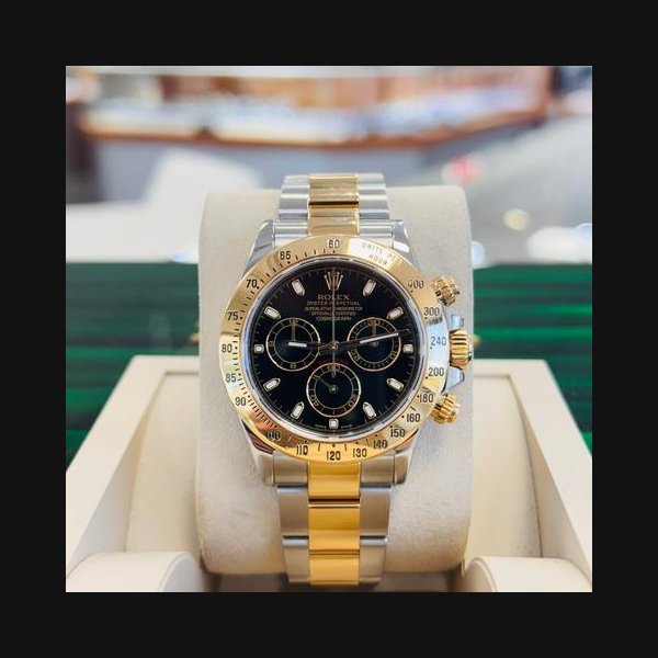 Rolex Daytona116523 Black Dial Two Tone Yellow Gold Stainless Steel PreOwned