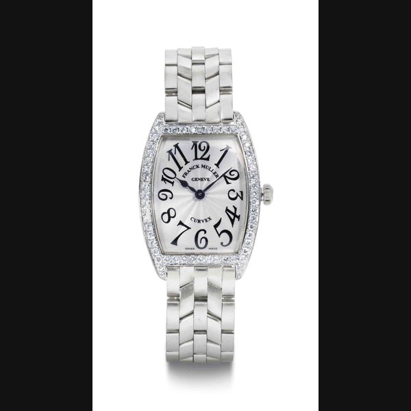 Franck Muller Franck Muller. A Lady's 18k White Gold And Diamond Tonneau Wristwatch With Bracelet SIGNED FRANCK MULLER, CURVEX, NO. 4, REF. 1752, QZ DP, CIRCA 2000, Price & Market Data