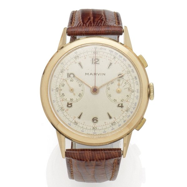 Marvin. An 18K rose gold manual wind chronograph wristwatch Case & Cap No.5233834, Circa 1940