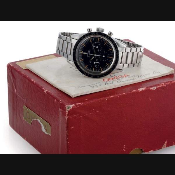 Omega OMEGA. A STAINLESS STEEL CHRONOGRAH WRISTWATCH WITH BRACELET SIGNED OMEGA, SPEEDMASTER, CIRCA 1965