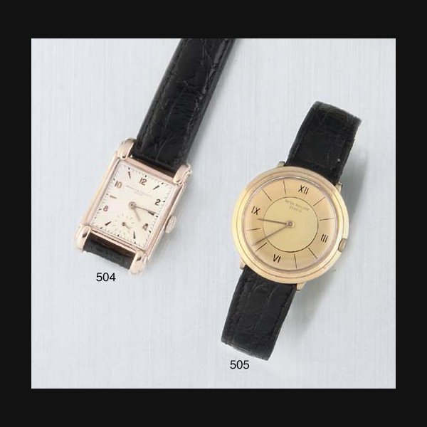Vacheron & Constantin Vacheron & Constantin. An 18ct Pink Gold Rectangular Wristwatch with fancy lugs SIGNED VACHERON & CONSTANTIN GENEVE, MOVEMENT NO 455491, CASE NO 293290, CIRCA 1940