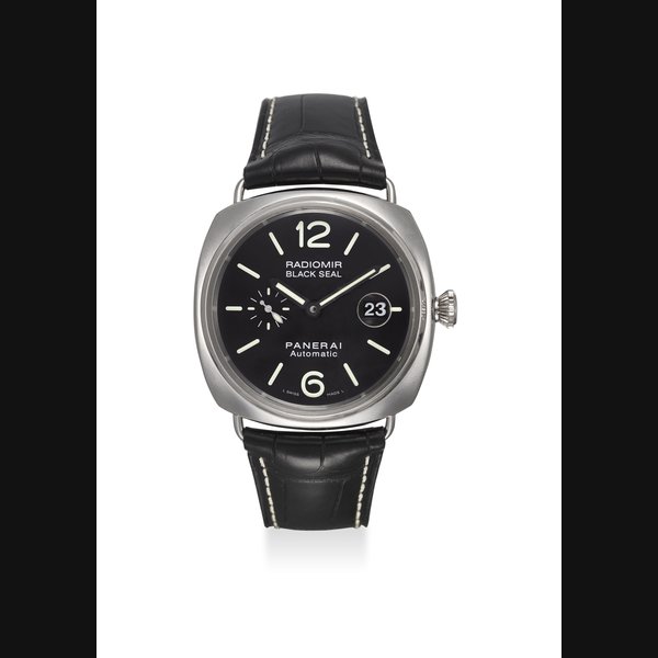 PANERAI. A FINE STAINLESS SEAL RADIONMIR BLACK STEEL AUTOMATIC WRISTWATCH WITH DATE SIGNED PANERAI RADIONMIR BLACK SEAL MODEL, REF. OP 6714, MOVEMENT NO. 020’151, CASE NO. PB 0’565’698, CIRCA 2011