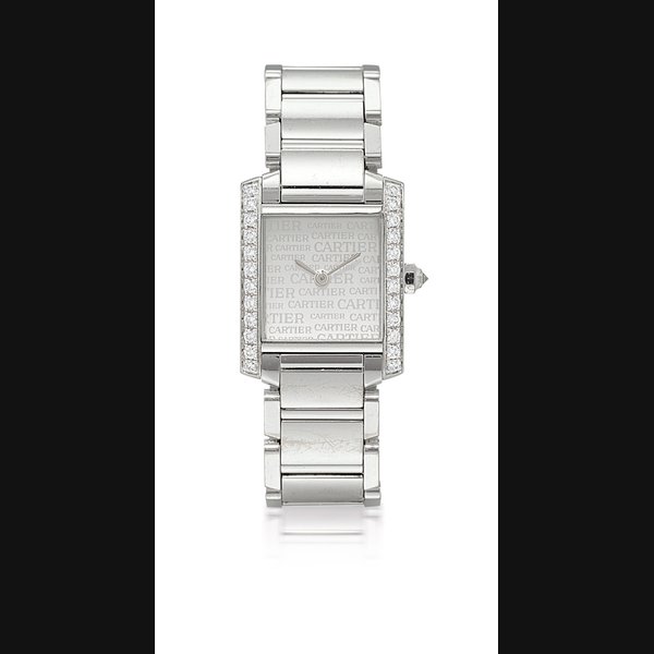 CARTIER, TANK FRANÇAISE LADY'S WHITE GOLD AND DIAMOND-SET QUARTZ BRACELET WATCH NO. 755523 CD, CIRCA 2004