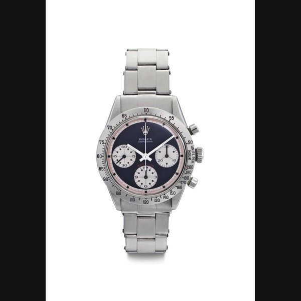 Rolex Rolex. A Stainless Steel Chronograph Wristwatch with Black Dial and Bracelet SIGNED ROLEX, COSMOGRAPH DAYTONA, PAUL NEWMAN MODEL, REF. 6262, CASE NO. 2'413'955, CIRCA 1970