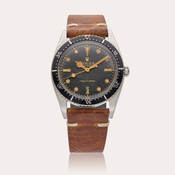 Rolex Reference 6202 Turn-o-graph | A stainless steel automatic wristwatch with gilt dial, Circa 1953