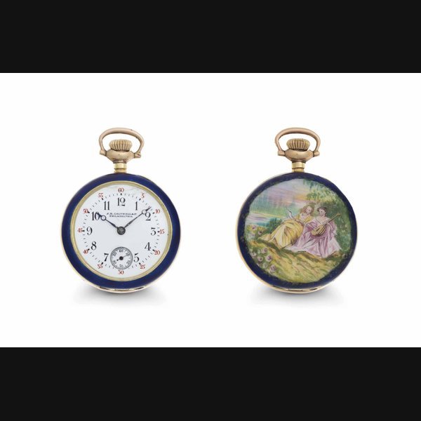 Vacheron Constantin Vacheron Constantin. An 18k Gold and Enamel Openface Keyless Lever Pendant Watch With American Case SIGNED VACHERON CONSTANTIN, RETAILED BY J. E. CALDWELL, MOVEMENT NO. 307'107, CIRCA 1898