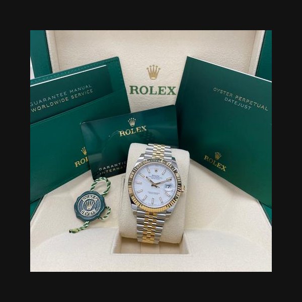 Rolex DatejustUNWORN Datejust 41mm 126333 White Index Dial Jubilee Bracelet Fluted Bezel Yellow Gold Full Set Unworn Complete Box & Papers