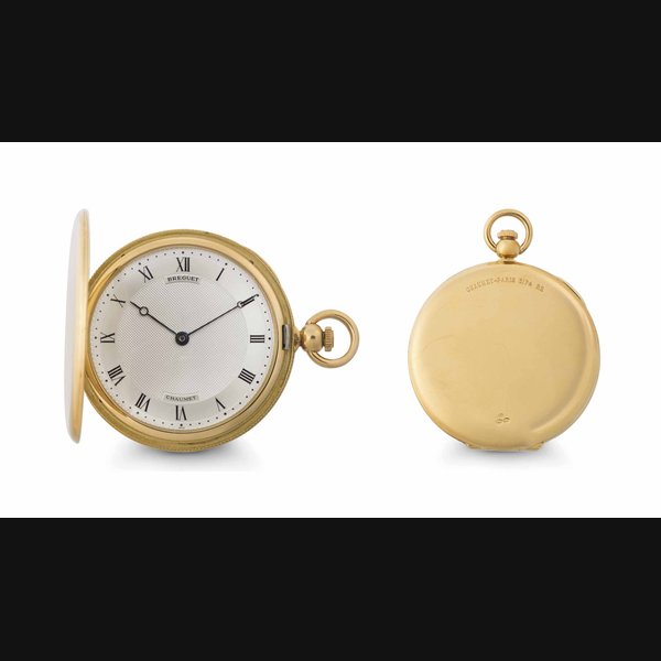Breguet. A Fine 18k Gold Hunter Case Keyless Lever Pocket Watch SIGNED BREGUET, RETAILED BY CHAUMET, NO. 3141, CASE NO. 3174 RE, CIRCA 1990