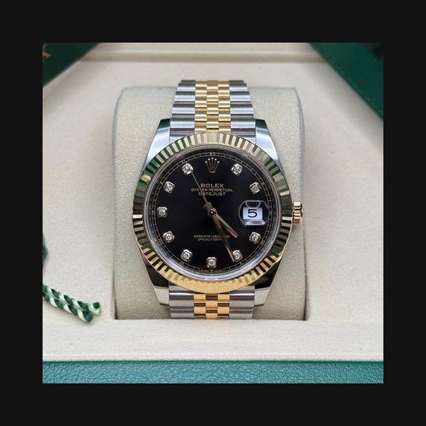 Rolex Datejust41 NEW 2026 Black Diamond Dial Two Tone Yellow Gold Fluted Jubilee Bracelet Ref. 126333