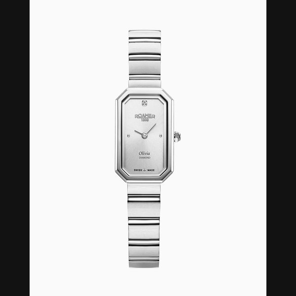 Roamer Olivia Diamond 18x29 mm Quartz Two-Hand Silver Dial Silver Bracelet Sapphire glass Stainless Steel swiss watch Ref. 627845 41 19 20