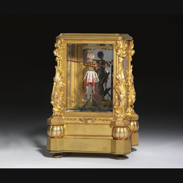  A French gilt-brass musical and automaton carriage clock base CIRCA 1860