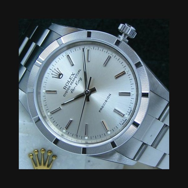 Rolex Rolex Air King2006 Air-King 34 NOS with STICKERS Boxes Papers Rhodium Dial Engine Turned Bezel 14010M