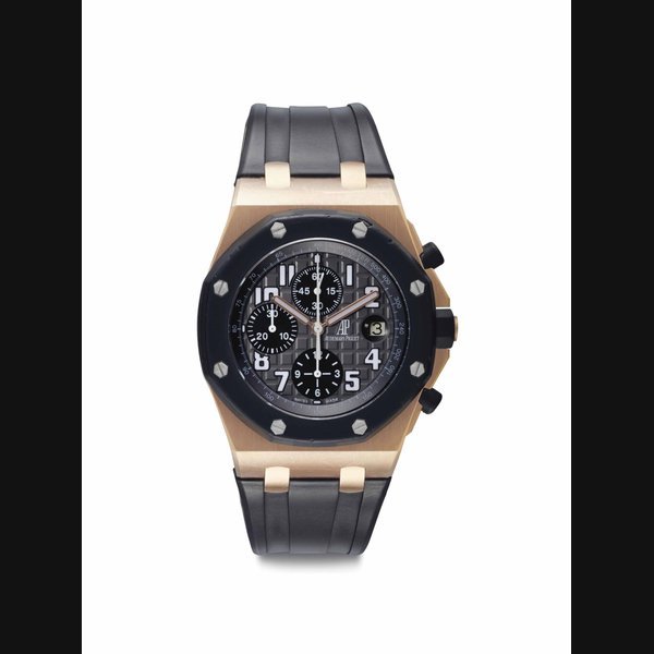 Audemars Piguet Audemars Piguet. An 18k Pink Gold Chronograph Wristwatch with Date. Signed Audemars Piguet, Royal Oak Offshore, No. 2585, No. G00315, Circa 2006