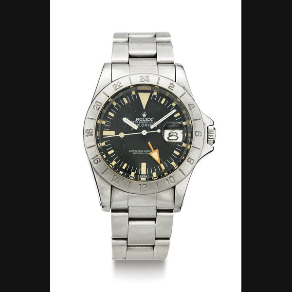 ROLEX. A STAINLESS STEEL AUTOMATIC WRISTWATCH WITH CENTER SECONDS, 24 HOURS, DATE AND BRACELET SIGNED ROLEX, OYSTER PERPETUAL DATE, EXPLORER II, STEVE MCQUEEN , MOVEMENT D701268, CASE NO. 3804400, REF. 1655, CIRCA 1972