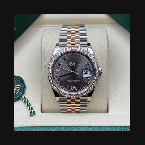 Rolex Rolex Datejust36 NEW 2025 Slate Rhodium Roman Diamond Two Tone Rose Gold Diamond Bezel Jubilee