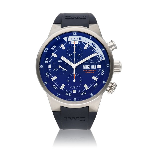 IWC Reference IW3782-01 Aquatimer Chronograph 'Cousteau Divers' Tribute to Calypso | A limited edition stainless steel automatic chronograph wristwatch with day and date, Circa 2006