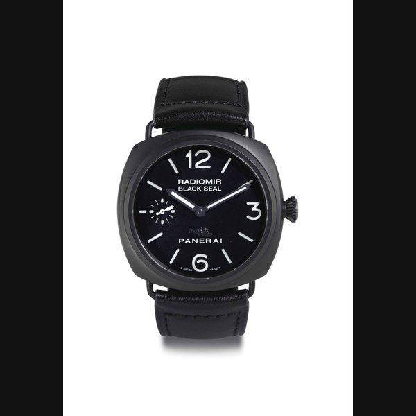 PANERAI. AN OVERSIZED BLACK CERAMIC CUSHION DIVER'S WRISTWATCH WITH ECCENTRIC SECONDS SIGNED OFFICINE PANERAI, RADIOMIR, BLACK SEAL CERAMIC, NO. J0480/1000, CASE NO. BB 1262013, REF. OP 6723, PAM 00292, CIRCA 2008