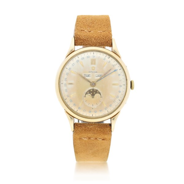Omega Reference 2486-2 'Cosmic'  A gold plated triple calendar wristwatch with moon phases, Circa 1949