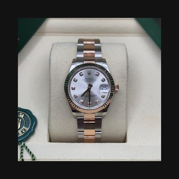 Rolex Rolex Datejust31 NEW 2026 Silver 10 Diamond Dial Two Tone Rose Gold Fluted Bezel Oyster