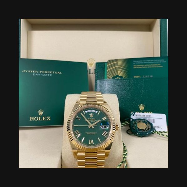Rolex Day-DateNEW MARCH 2026 Day-Date 40 President Yellow Gold Money Green Dial 228238 FULL SET