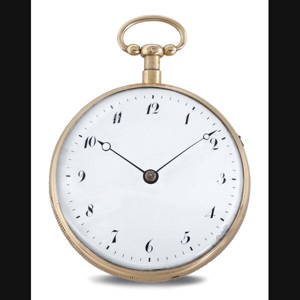 SWISS. AN 18K PINK GOLD OPENFACE QUARTER REPEATING MUSICAL KEYWOUND POCKET WATCH UNSIGNED, CIRCA 1850