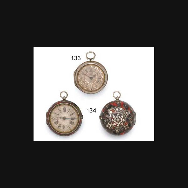 A rare Charles II silver and turtleshell piqué paircased verge pocket watch JOHN KNIBB, OXFORD, NO. 56. CIRCA 1685