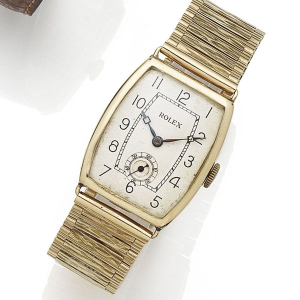 Rolex. A 9K gold manual wind bracelet watch Ref:324, Serial No.589**, Circa 1928