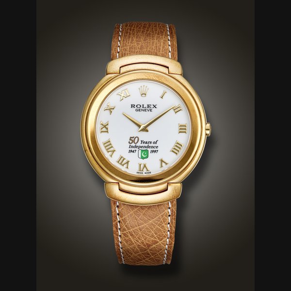 ROLEX, LIMITED EDITION YELLOW GOLD ‘CELLINI’, MADE TO CELEBRATE THE 50TH YEARS OF INDEPENDENCE OF THE ISLAMIC REPUBLIC OF PAKISTAN, NO. 28/100, REF. 6623/8