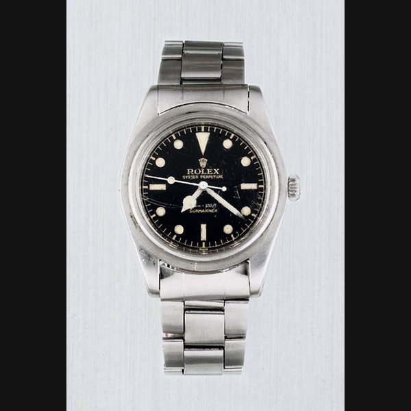Rolex Rolex. A Stainless Steel Automatic Centre Seconds Wristwatch om Stainless steel bracelet SIGNED ROLEX, OYSTER PERPETUAL SUBMARINER 100M-330FT, CASE NO 361318, REF 5508, 1958