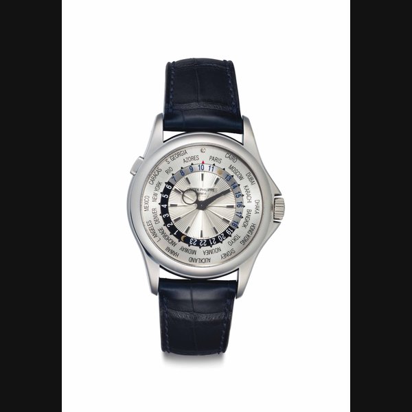 Patek Philippe. An Attractive and Possibly Unique 18k White Gold World Time Wristwatch with Diamond-set Dial Signed Patek Philippe, Genève, Ref. 5130G, Movement No. 3'671'288, Case No. 4'430'509, Circa 2007