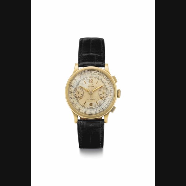 Rolex. A Rare 18k Gold Chronograph Wristwatch SIGNED ROLEX, ANTI-MAGNETIC, REF. 2508, CASE NO. 51'348, CIRCA 1937