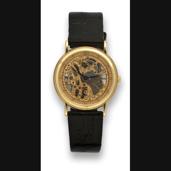 Seiko SEIKO REF. 6899 CREDOR SKELETON YELLOW GOLD Seiko, Japan, Credor, Skeleton, Ref. 6899. Made in the 1990's. Fine and unusual, thin, skeletonized, 18K yellow gold wristwatch with an 18K yellow gold Seiko buckle. To be sold without reserve | Important Modern and Vintage Timepieces | Hong Kong, 25th August 2012 · 6899