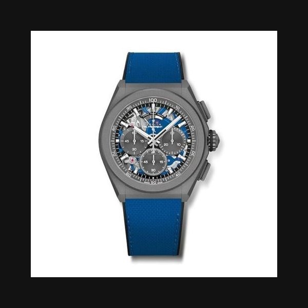 Zenith Zenith97.9001.9004/81.R946 Defy El Primero Ultrablue Grey Titanium with Blue Rubber Band