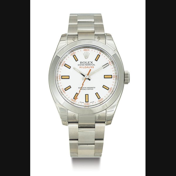 ROLEX. A STAINLESS STEEL AUTOMATIC WRISTWATCH WITH CENTER SECONDS AND BRACELET SIGNED ROLEX OYSTER PERPETUAL, MILGAUSS, CASE NO. M436832, REF. 116400, CIRCA 2007
