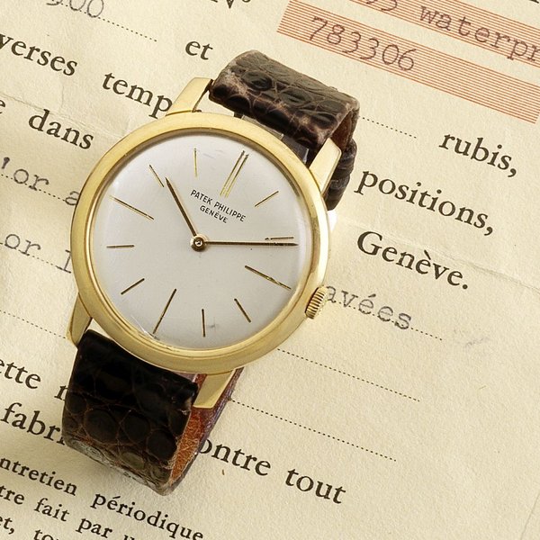 Patek Philippe. An 18K gold manual wind wristwatch Ref:2593, Case No.2609427, Movement No.783306, Sold 12th February 1960