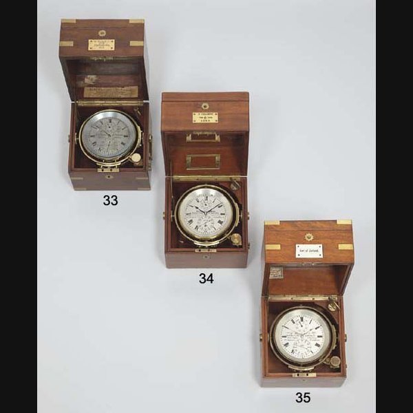A Victorian Mahogany A Victorian mahogany, brass-bound and mounted two-day marine chronometer ASMUS JOHANNSEN & CO., LONDON, NO. 4911. CIRCA 1900