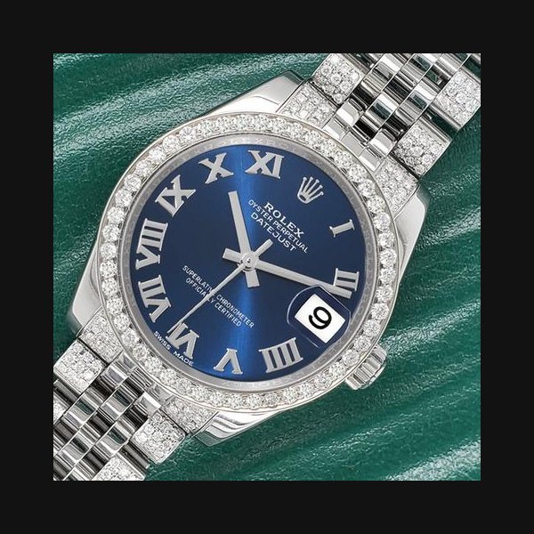 Rolex Rolex Datejust31mm Blue Roman 3.30ct Diamond Bezel/Bracelet Watch 178240