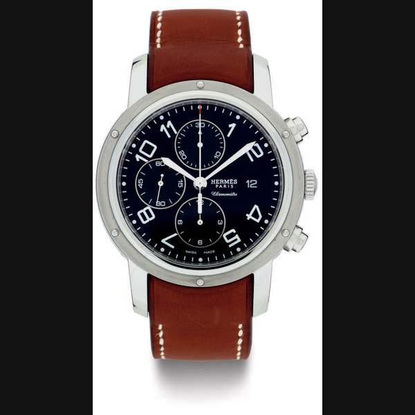 HERMES. A STAINLESS STEEL AUTOMATIC CHRONOGRAPH WRISTWATCH WITH DATE SIGNED HERMES, PARIS, CLIPPER CHRONO MODEL, CASE NO. 2482640, REF. CP1.910, CIRCA 2008