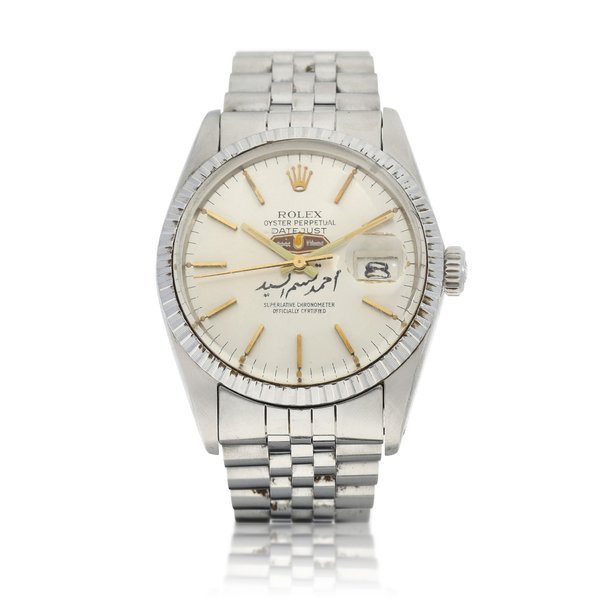 Rolex DateJust, Reference 16030 | A stainless steel wristwatch with date, unusual emblem, inscription in Arabic and bracelet, Circa 1980 | 勞力士 DateJust 型號16030 | 精鋼鏈帶腕錶，備日期顯示、獨特錶盤及阿拉伯印記，約1980年製 · 16030
