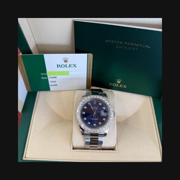 Rolex Rolex Datejust II2018 41mm Blue Diamond Dial & Custom Diamond Bezel - 116300